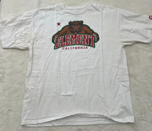 Element California Bear Men's T-Shirt XL White Short Sleeve Skate Graphic Tee